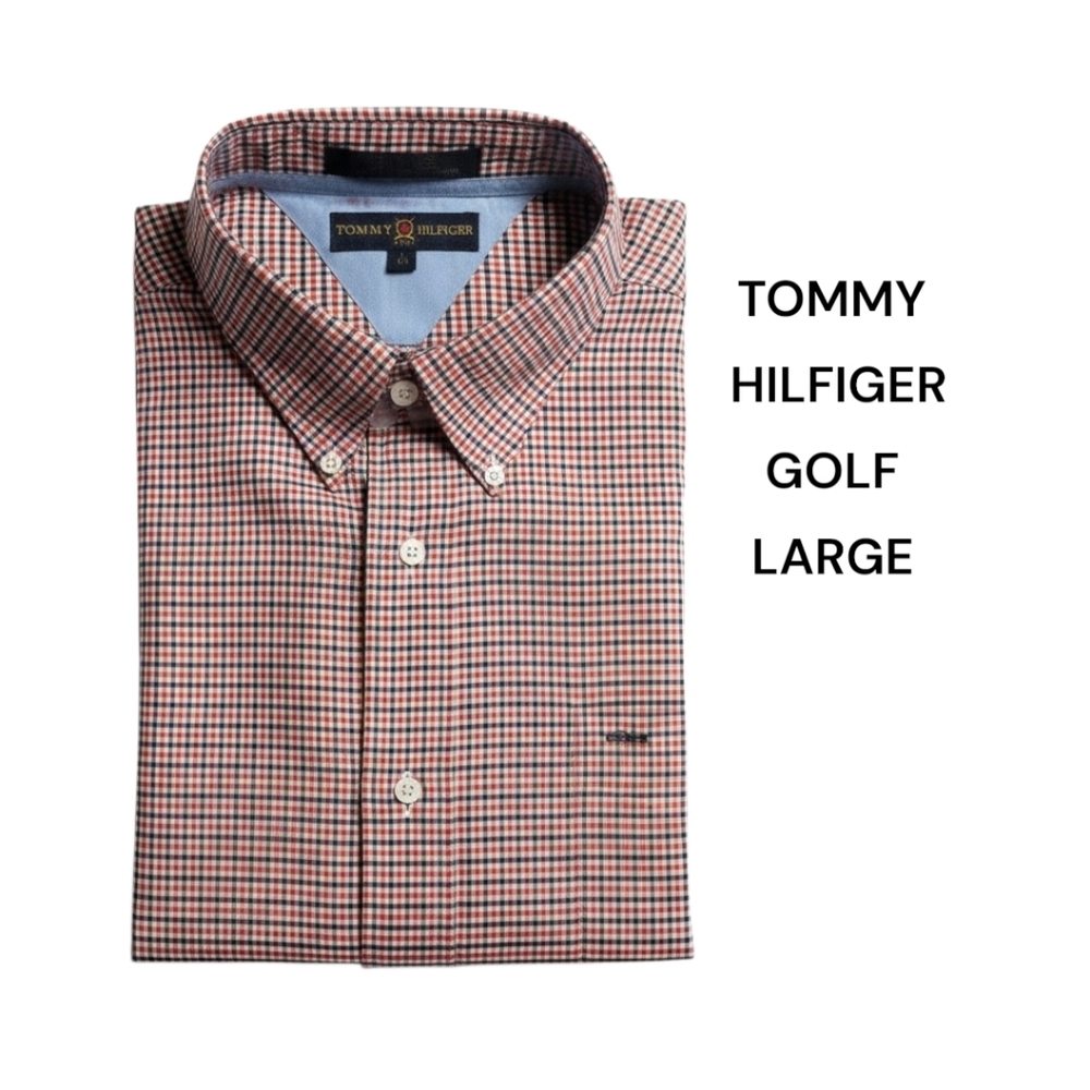 Tommy Hilfiger Golf Large Plaid Long Sleeve Button Down Shirt